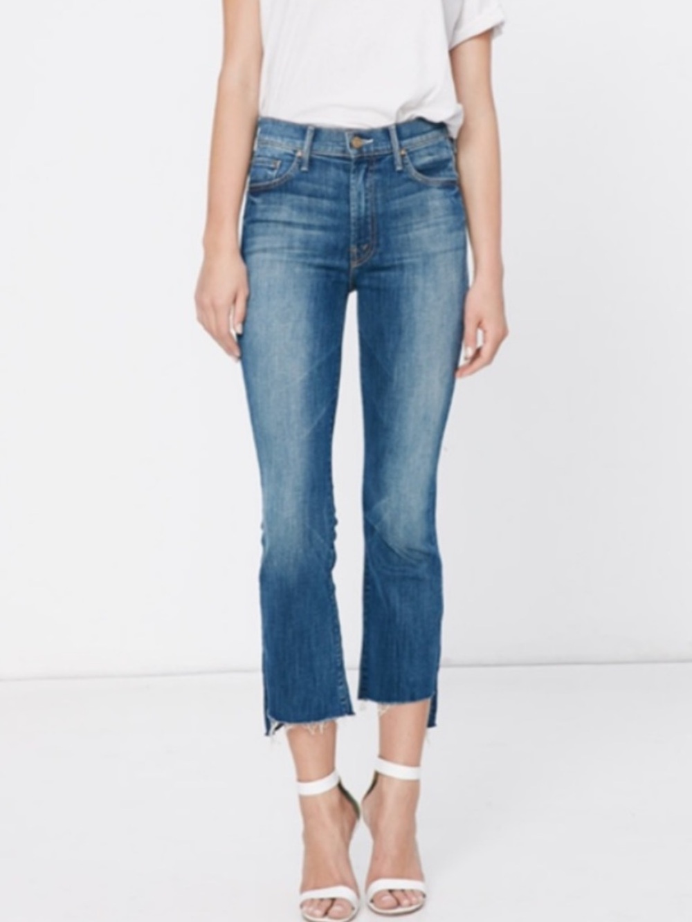 MOTHER The Insider Crop Step Fray Jeans Not Rough Enough Size 25